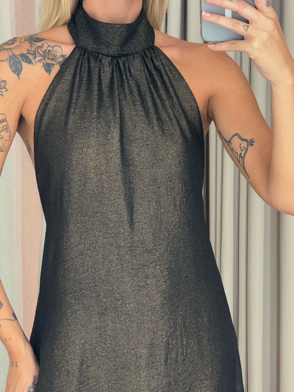 VESTIDO GLENDA CF PRETO/DOURADO