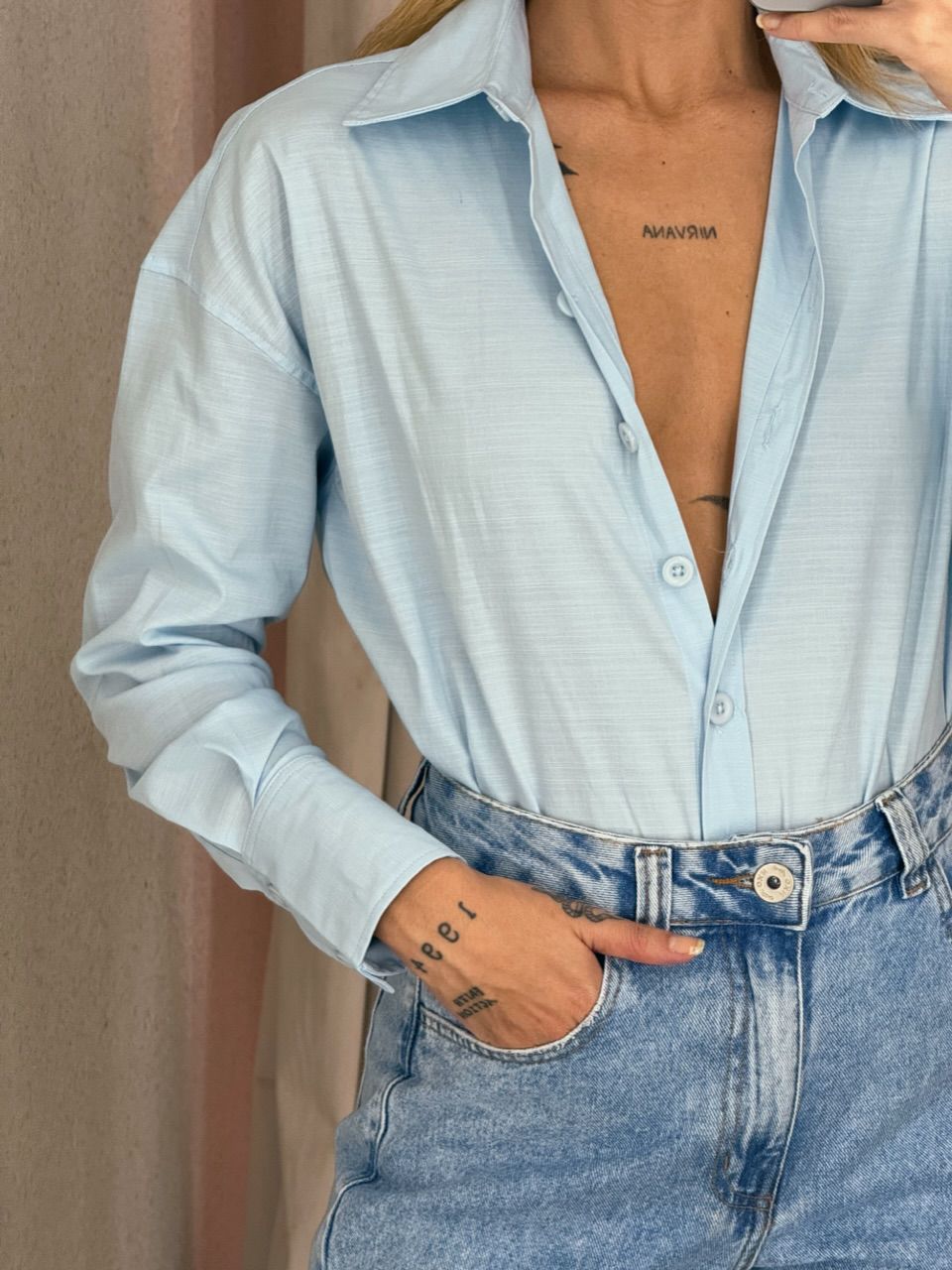 CAMISA NICOLE LISA AZUL