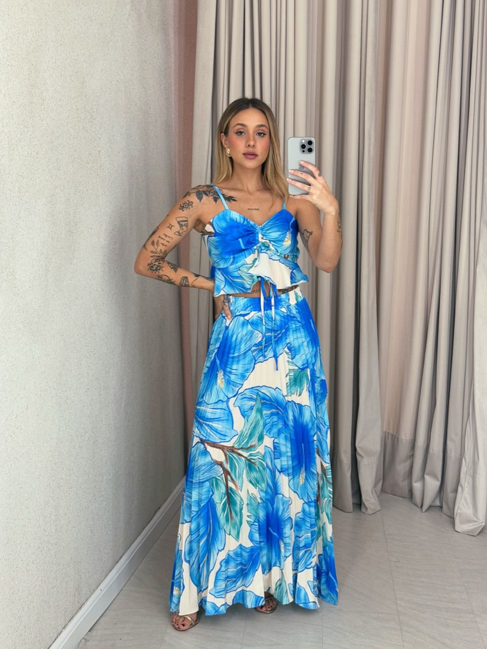 CONJUNTO ANA HELENA PLISSADO AZUL