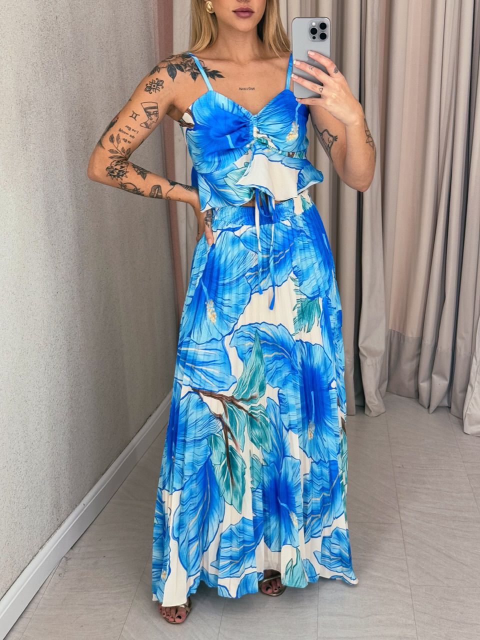 CONJUNTO ANA HELENA PLISSADO AZUL