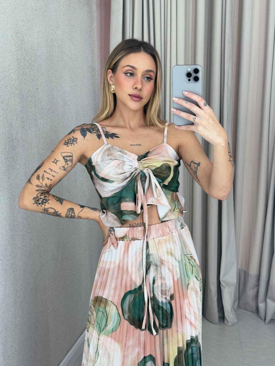 CONJUNTO ANA HELENA PLISSADO NUDE
