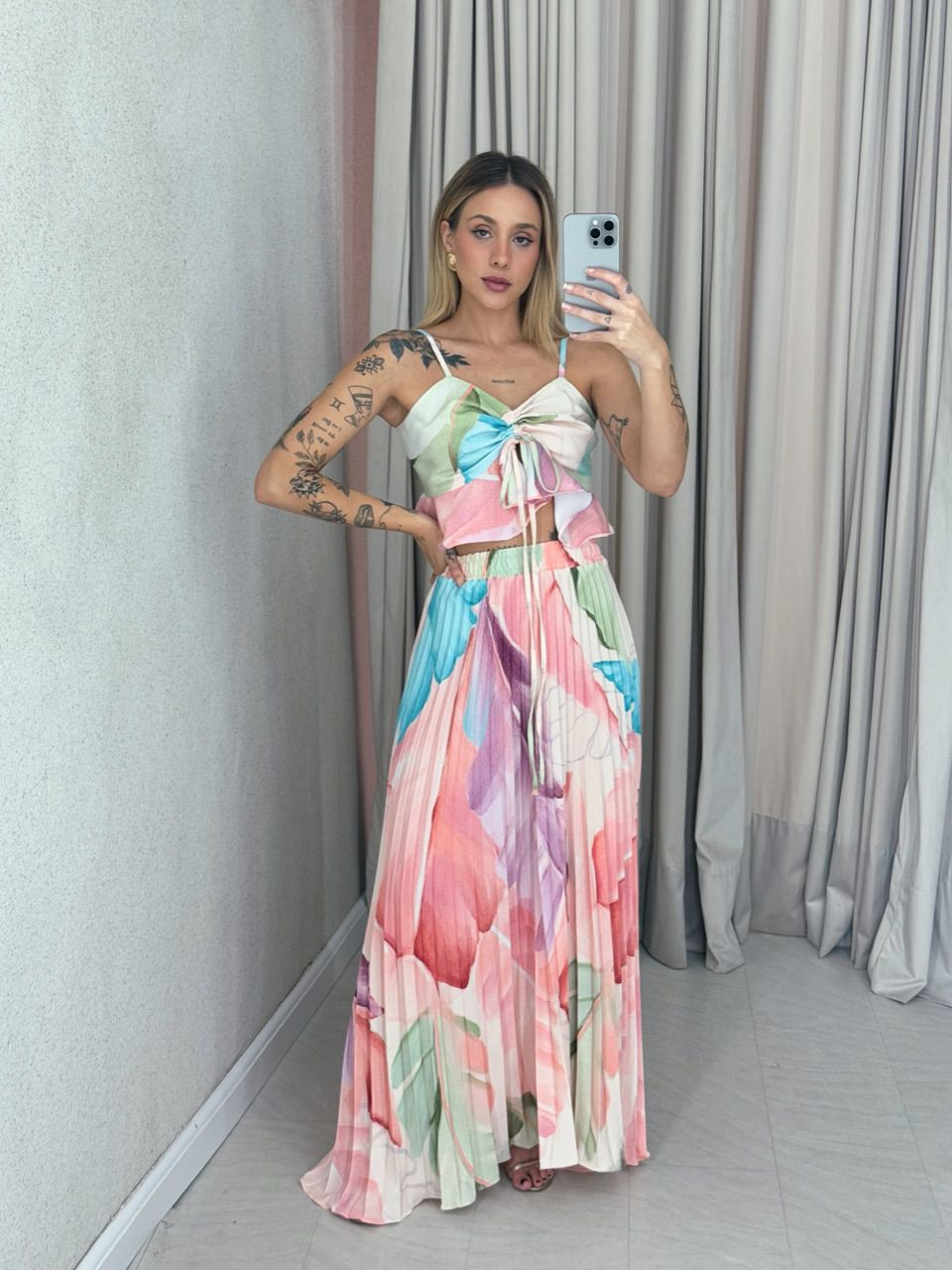 CONJUNTO ANA HELENA PLISSADO TROPICAL