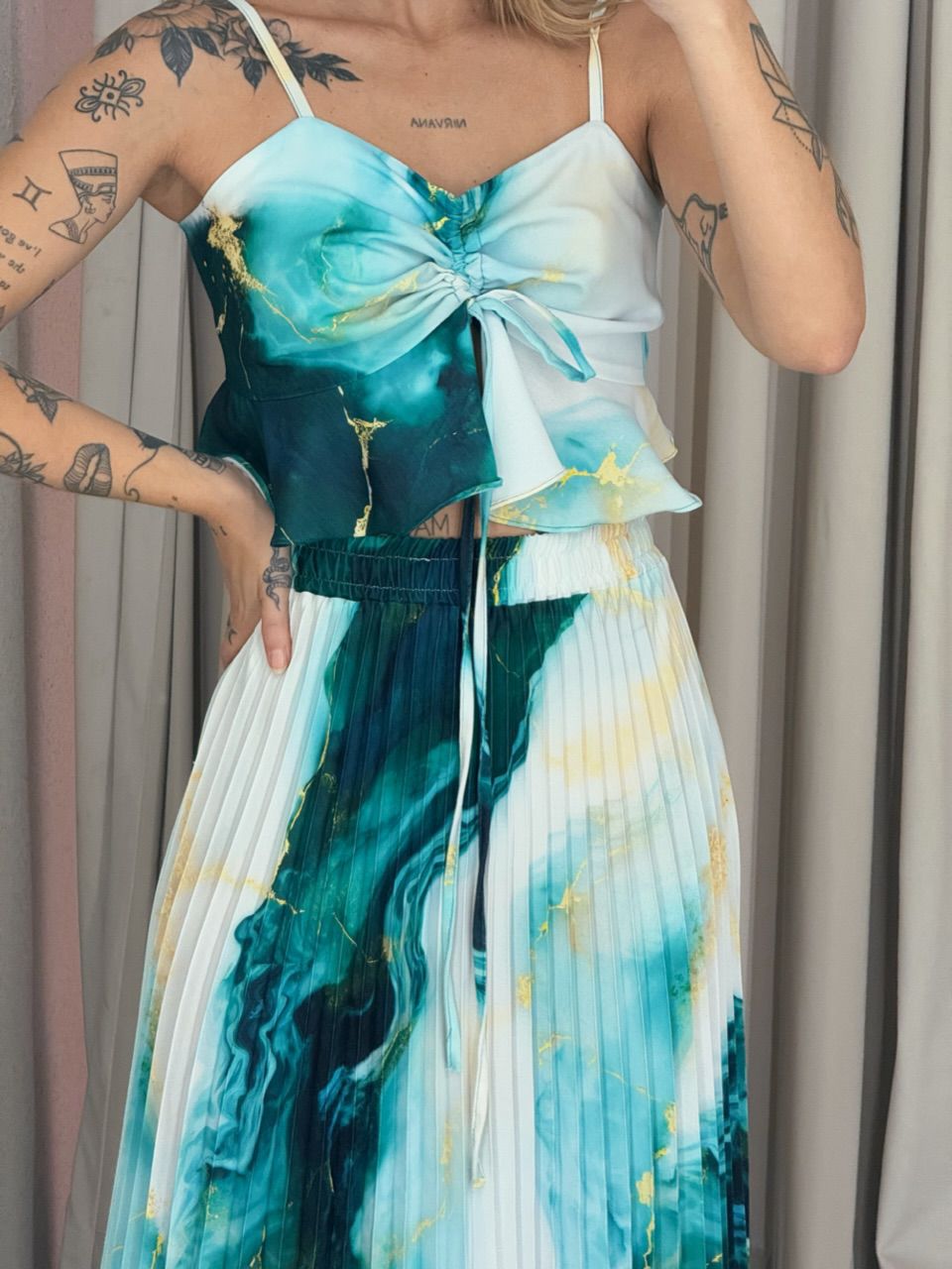 CONJUNTO ANA HELENA PLISSADO verde