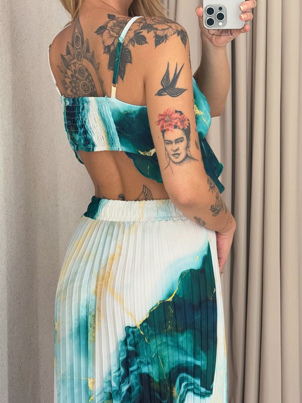CONJUNTO ANA HELENA PLISSADO verde
