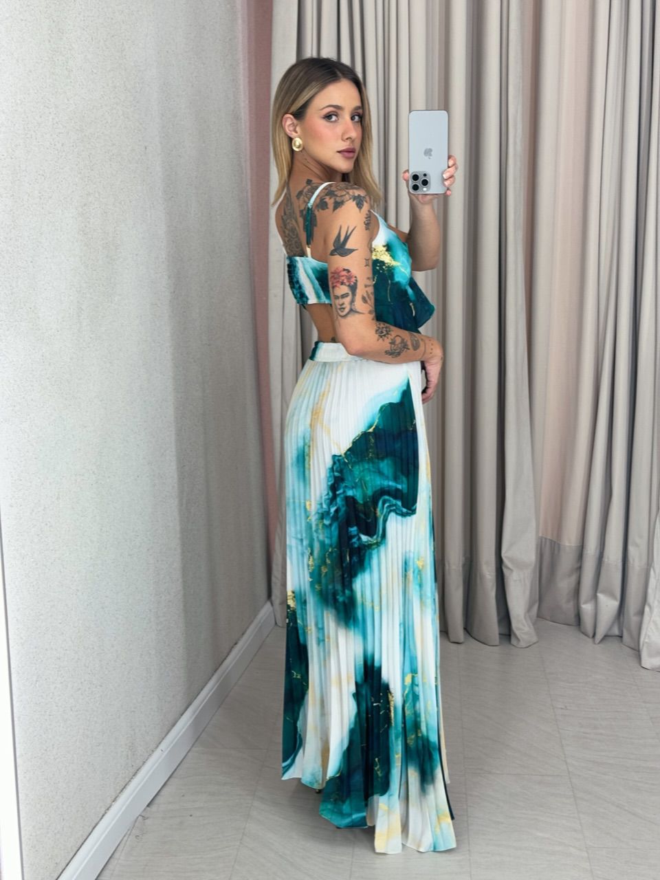 CONJUNTO ANA HELENA PLISSADO verde