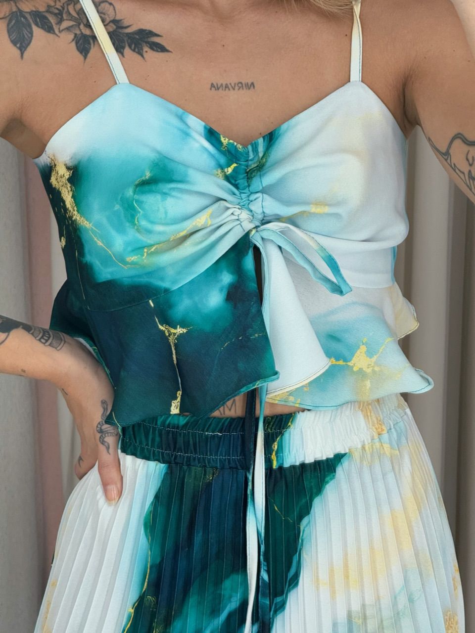 CONJUNTO ANA HELENA PLISSADO verde