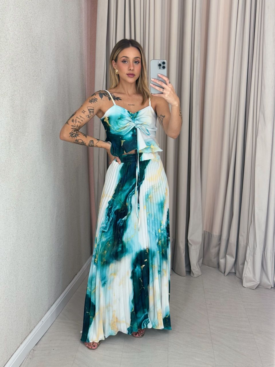 CONJUNTO ANA HELENA PLISSADO verde