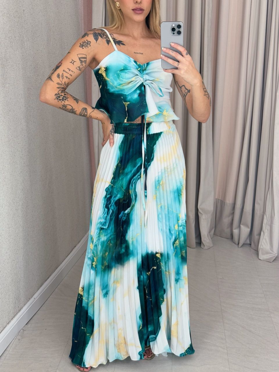 CONJUNTO ANA HELENA PLISSADO verde