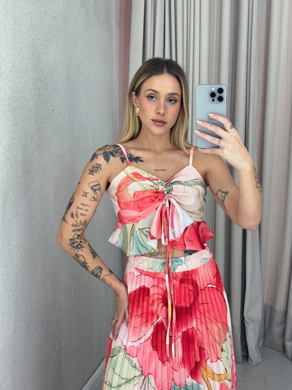 CONJUNTO ANA HELENA PLISSADO vermelho