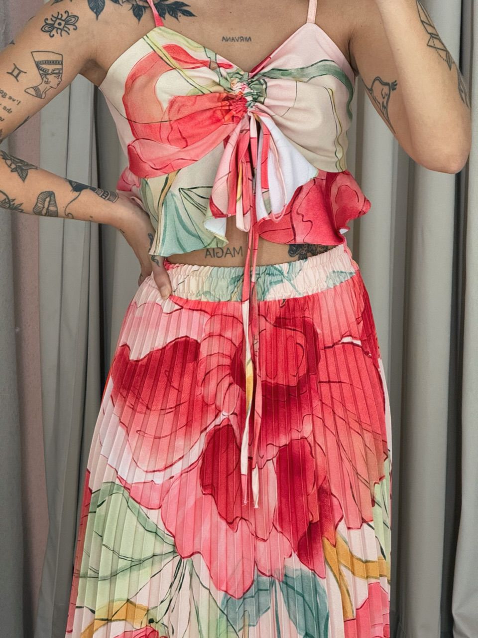 CONJUNTO ANA HELENA PLISSADO vermelho