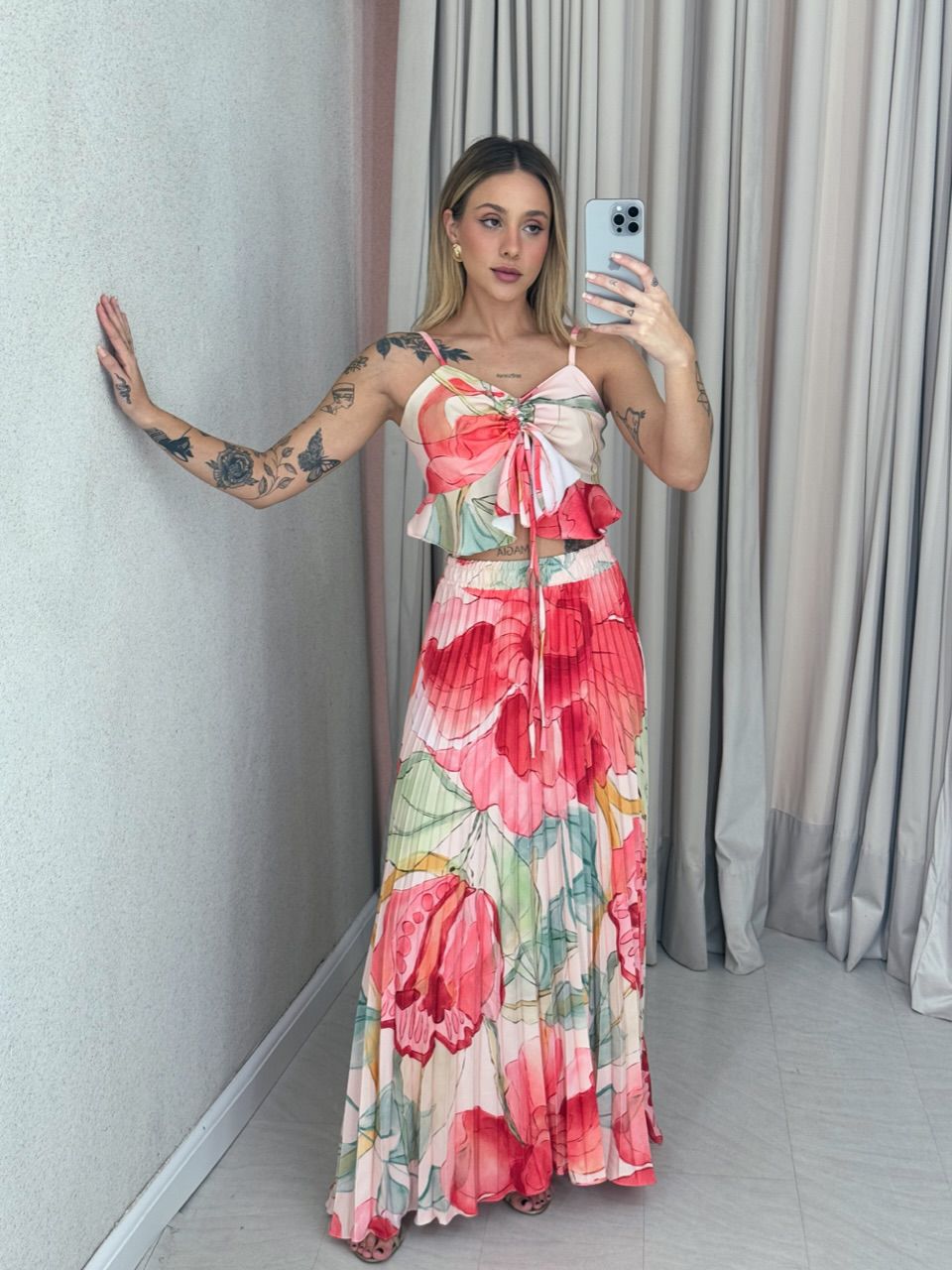 CONJUNTO ANA HELENA PLISSADO vermelho