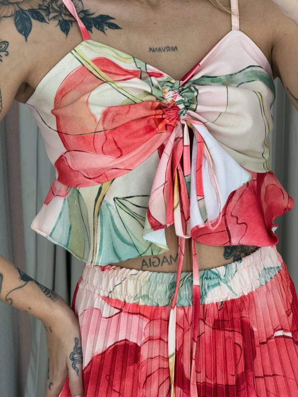 CONJUNTO ANA HELENA PLISSADO vermelho