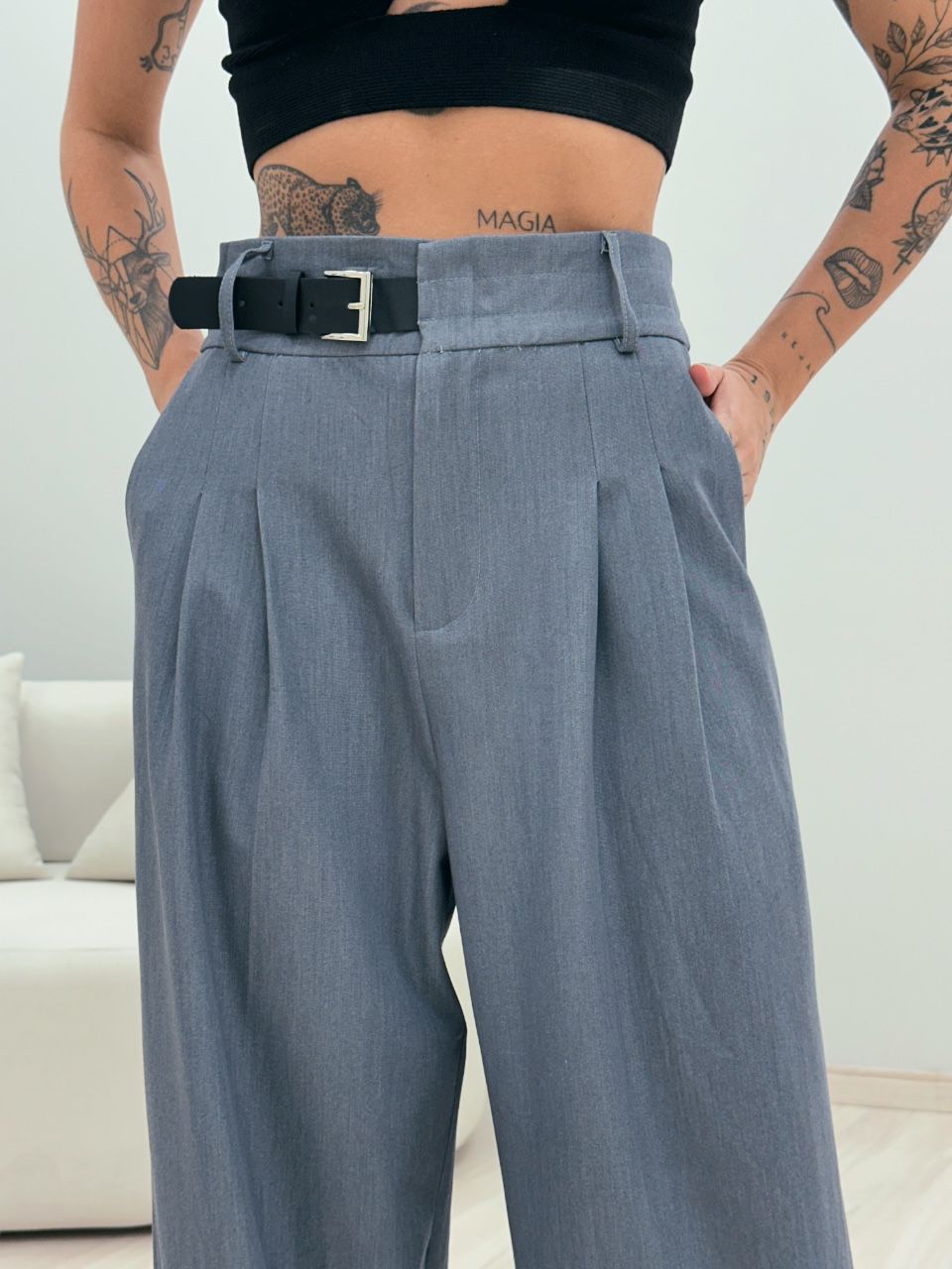 CALÇA ANA LIZ PANTALONA CINZA