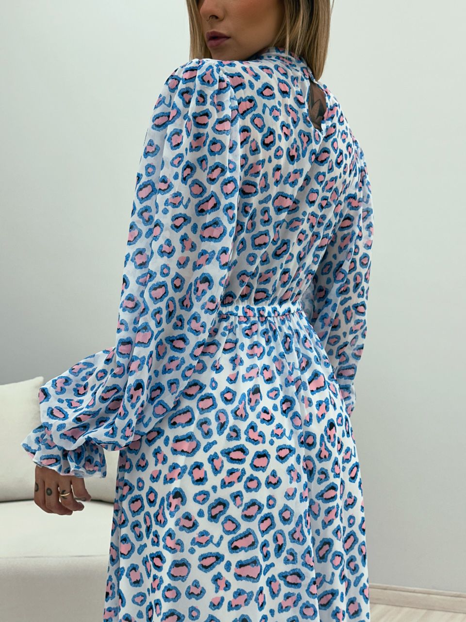 VESTIDO LONGO ONÇA AZUL