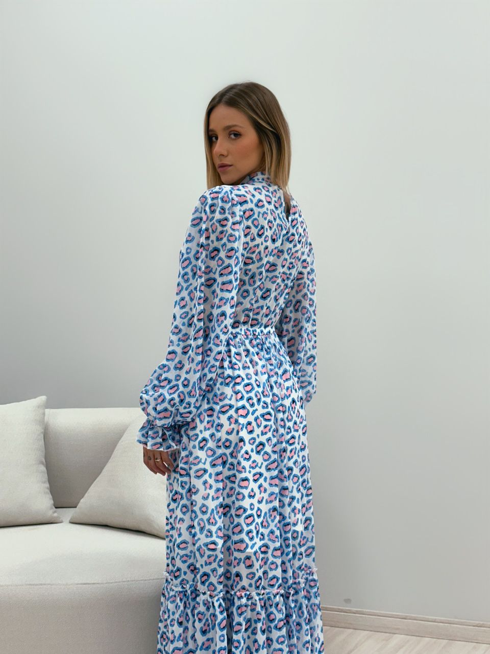 VESTIDO LONGO ONÇA AZUL