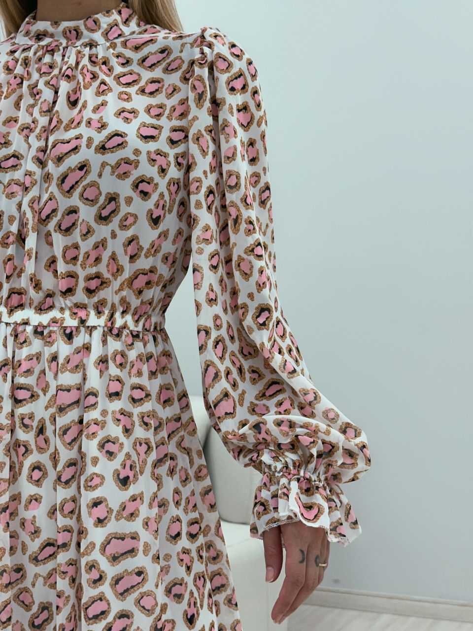 VESTIDO LONGO ONÇA ROSA