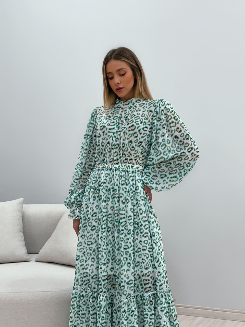 VESTIDO LONGO ONÇA VERDE