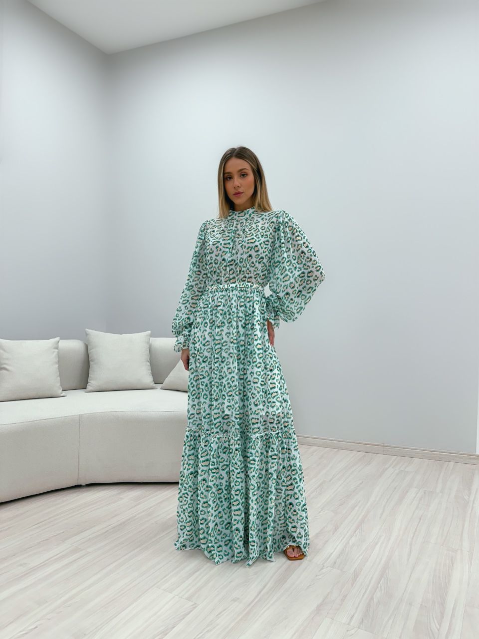 VESTIDO LONGO ONÇA VERDE