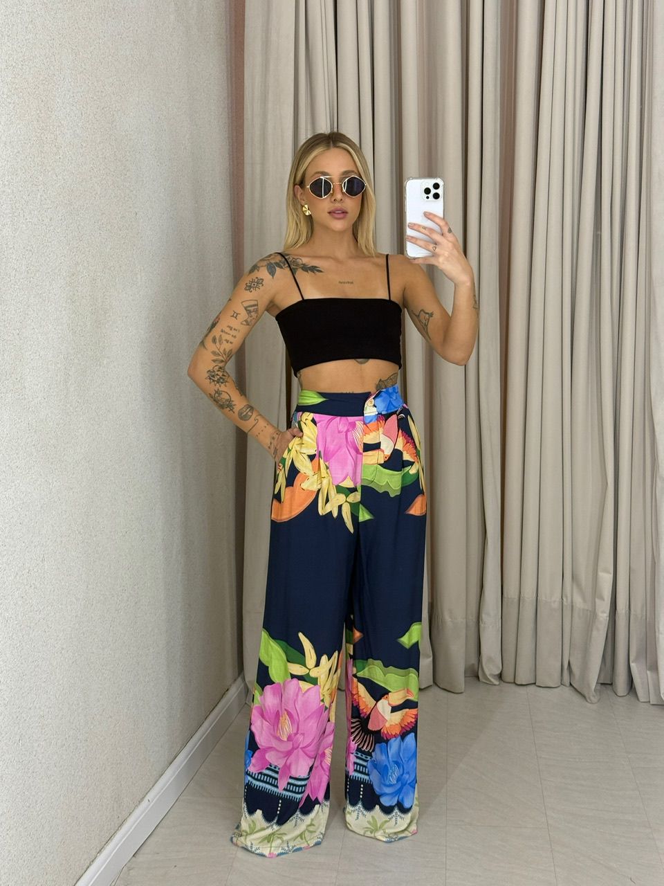 CALÇA NELY ESTAMPADA MARINHO