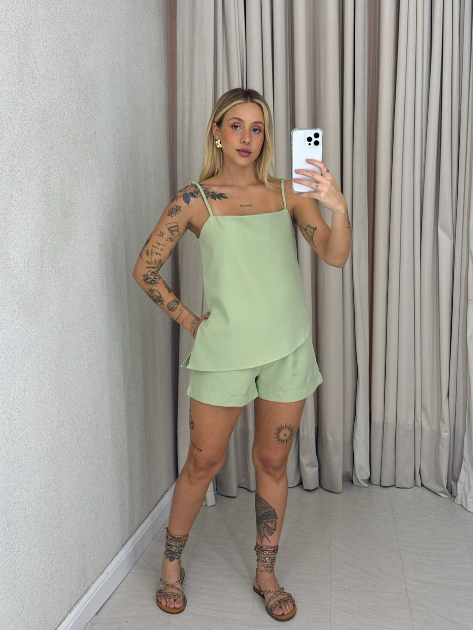 CONJUNTO ROSELI SHORT PISTACHE