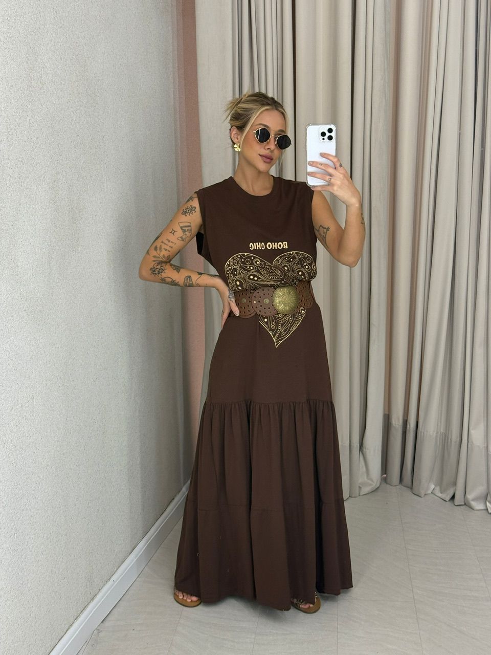 VESTIDO EDITH BOHO MARROM - 0061790054 - CAROLLA FERRARO