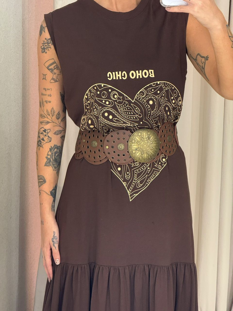 VESTIDO EDITH BOHO MARROM