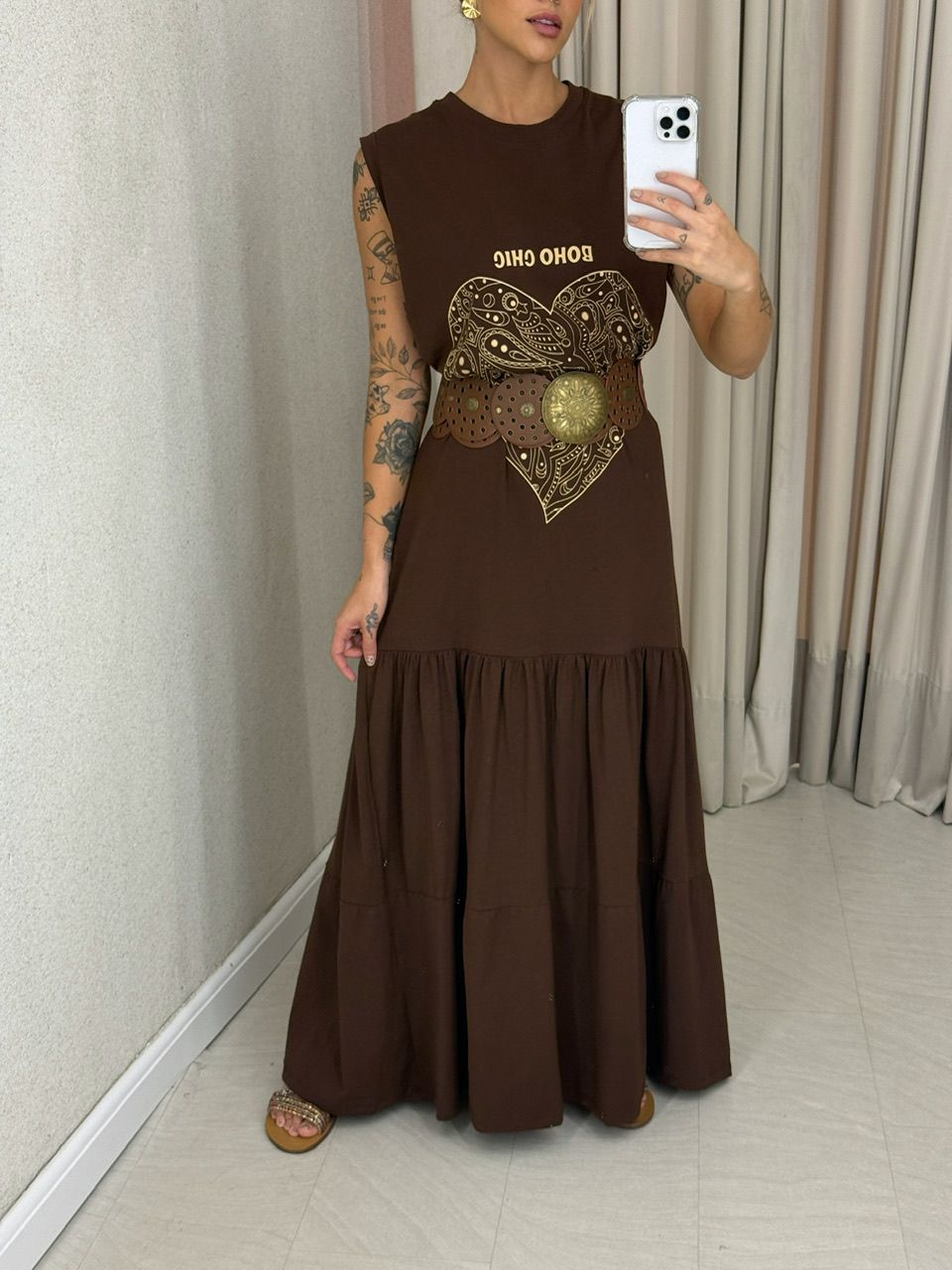 VESTIDO EDITH BOHO MARROM