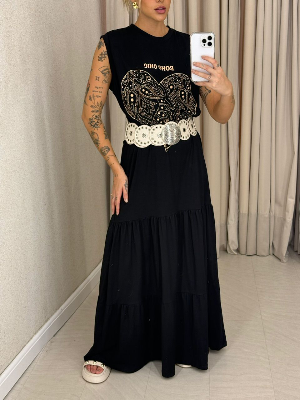 VESTIDO EDITH BOHO PRETO