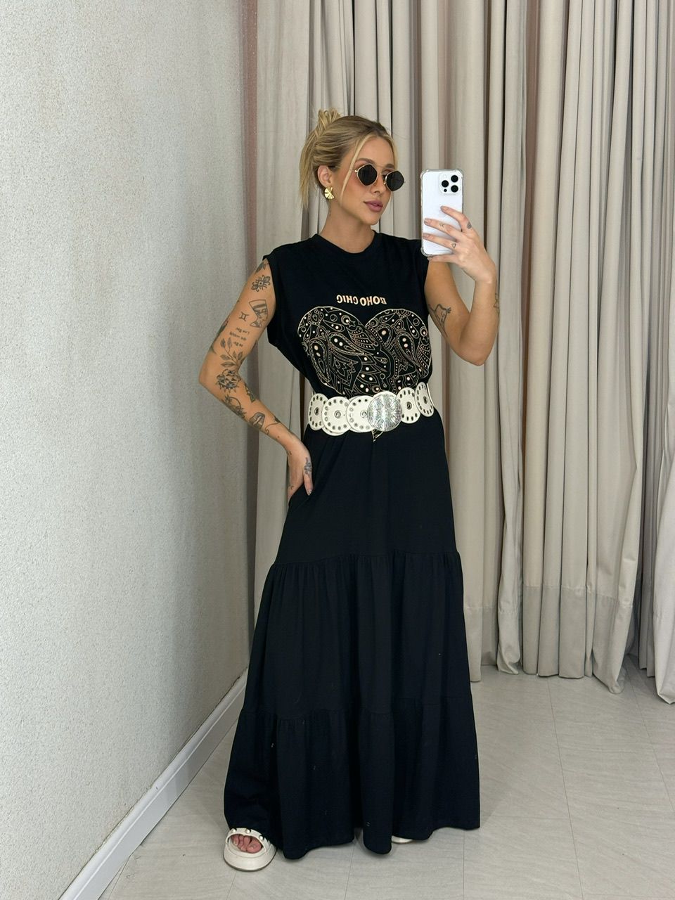 VESTIDO EDITH BOHO PRETO - 0061790032 - CAROLLA FERRARO