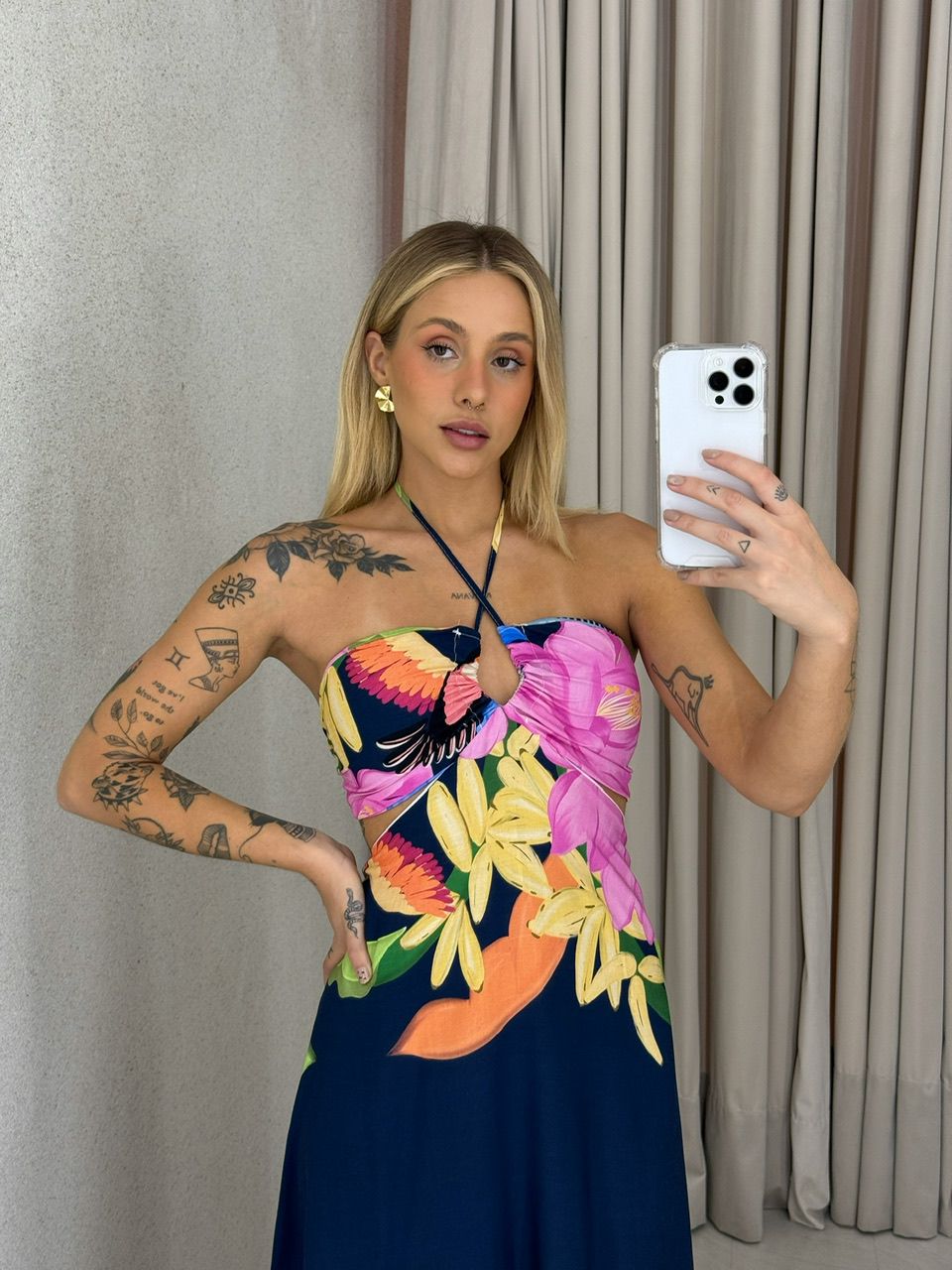 VESTIDO MARIAS ESTAMPADO MARINHO