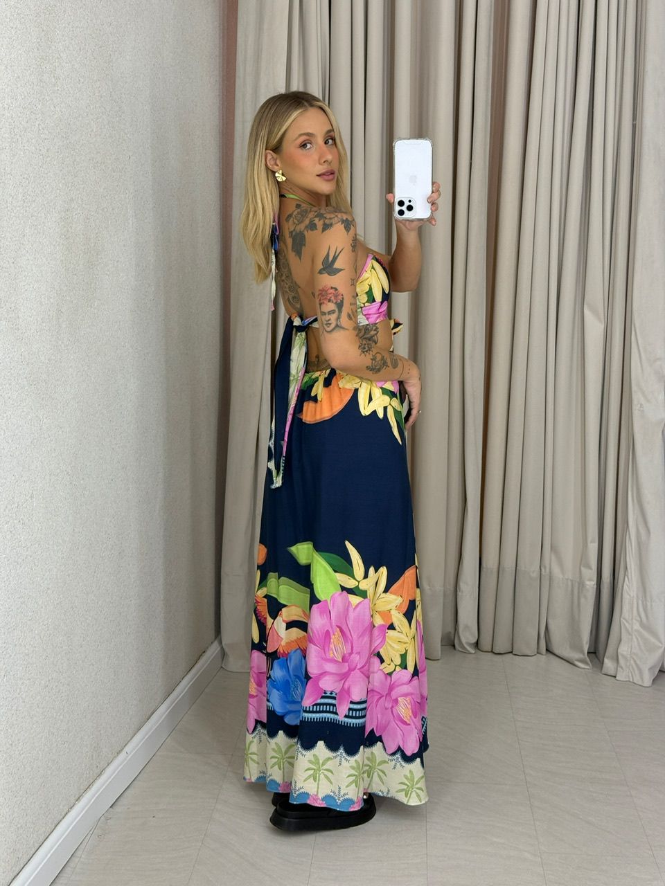VESTIDO MARIAS ESTAMPADO MARINHO
