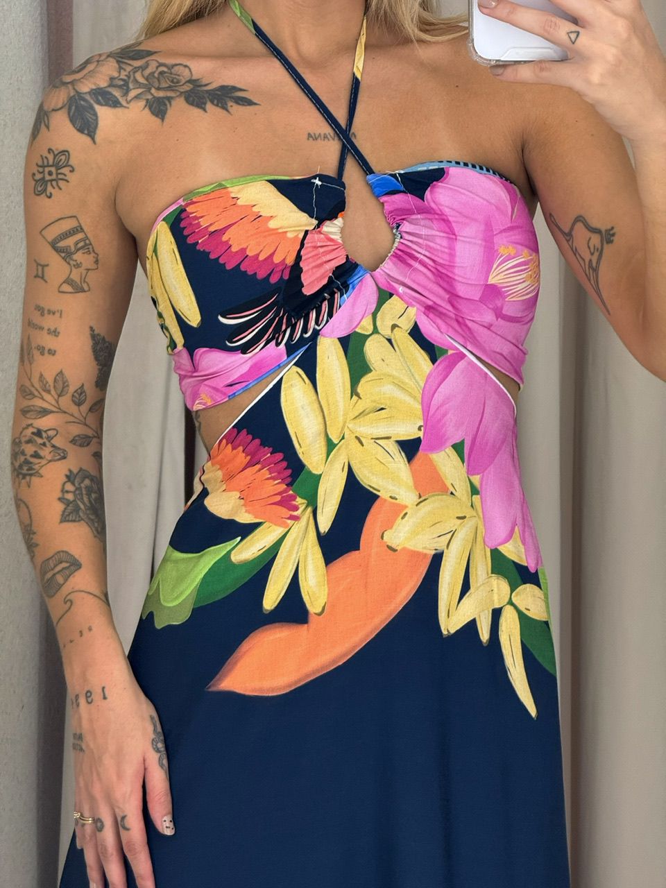 VESTIDO MARIAS ESTAMPADO MARINHO