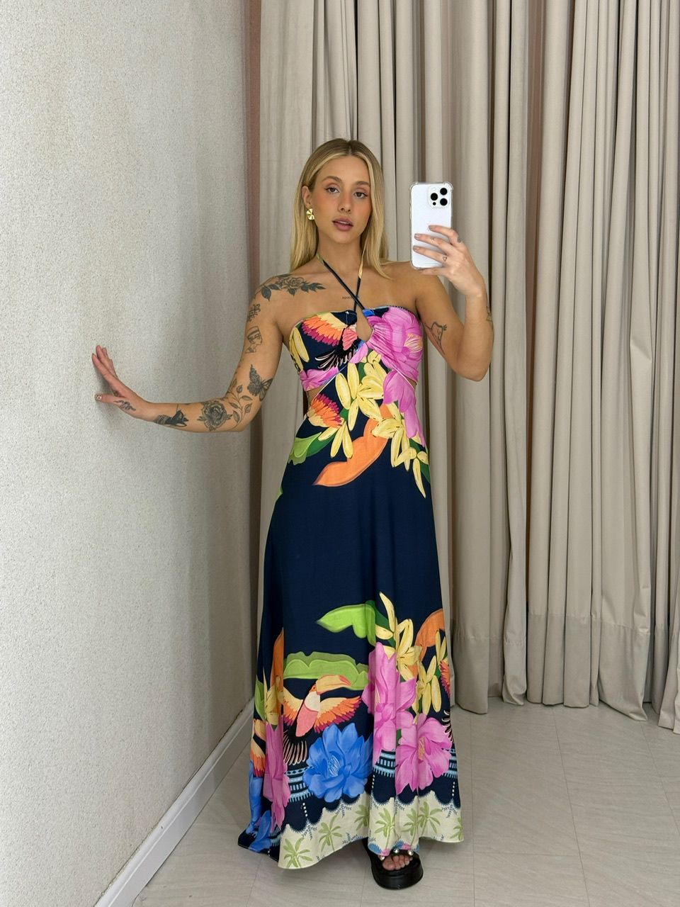 VESTIDO MARIAS ESTAMPADO MARINHO