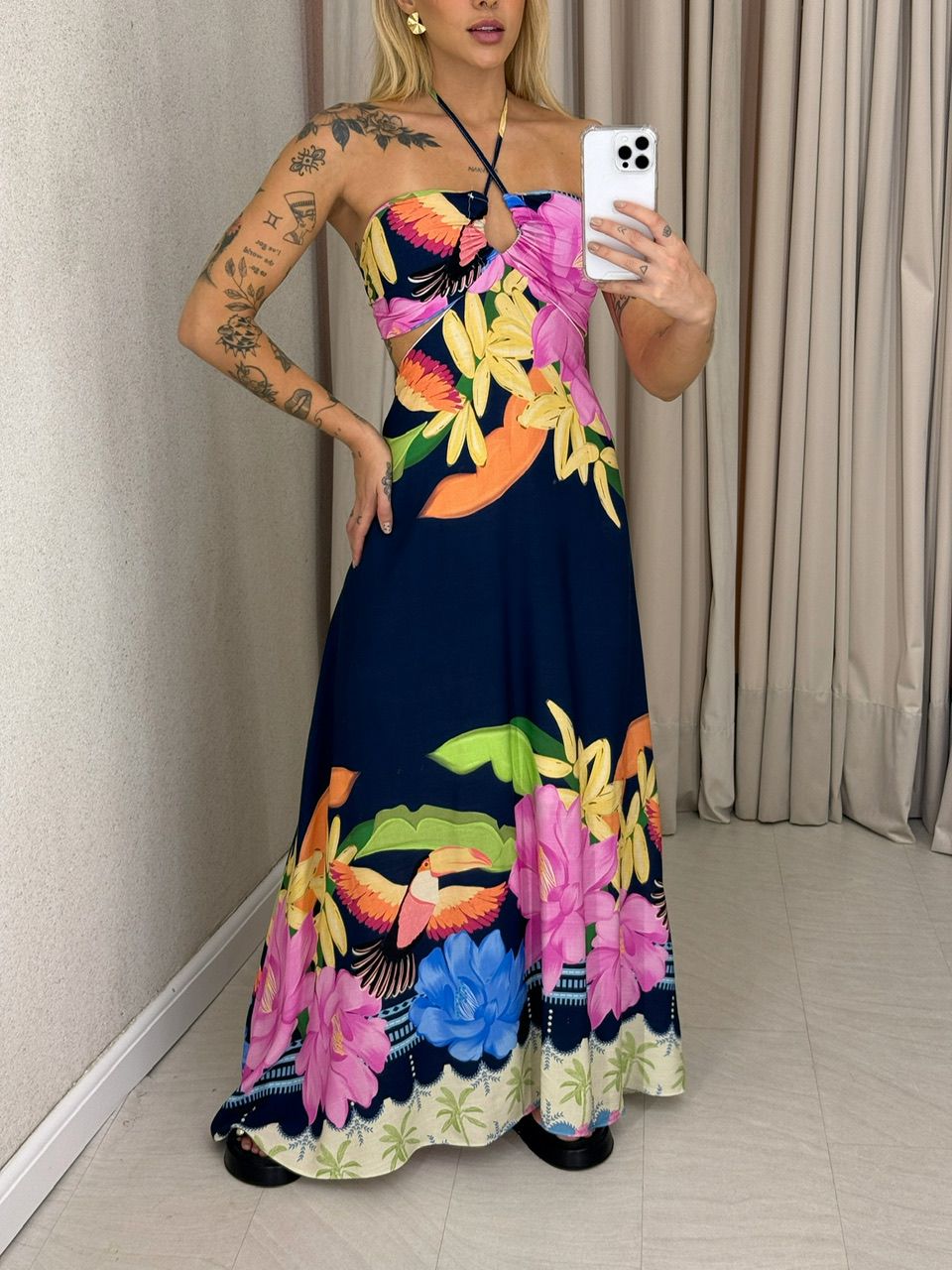 VESTIDO MARIAS ESTAMPADO MARINHO