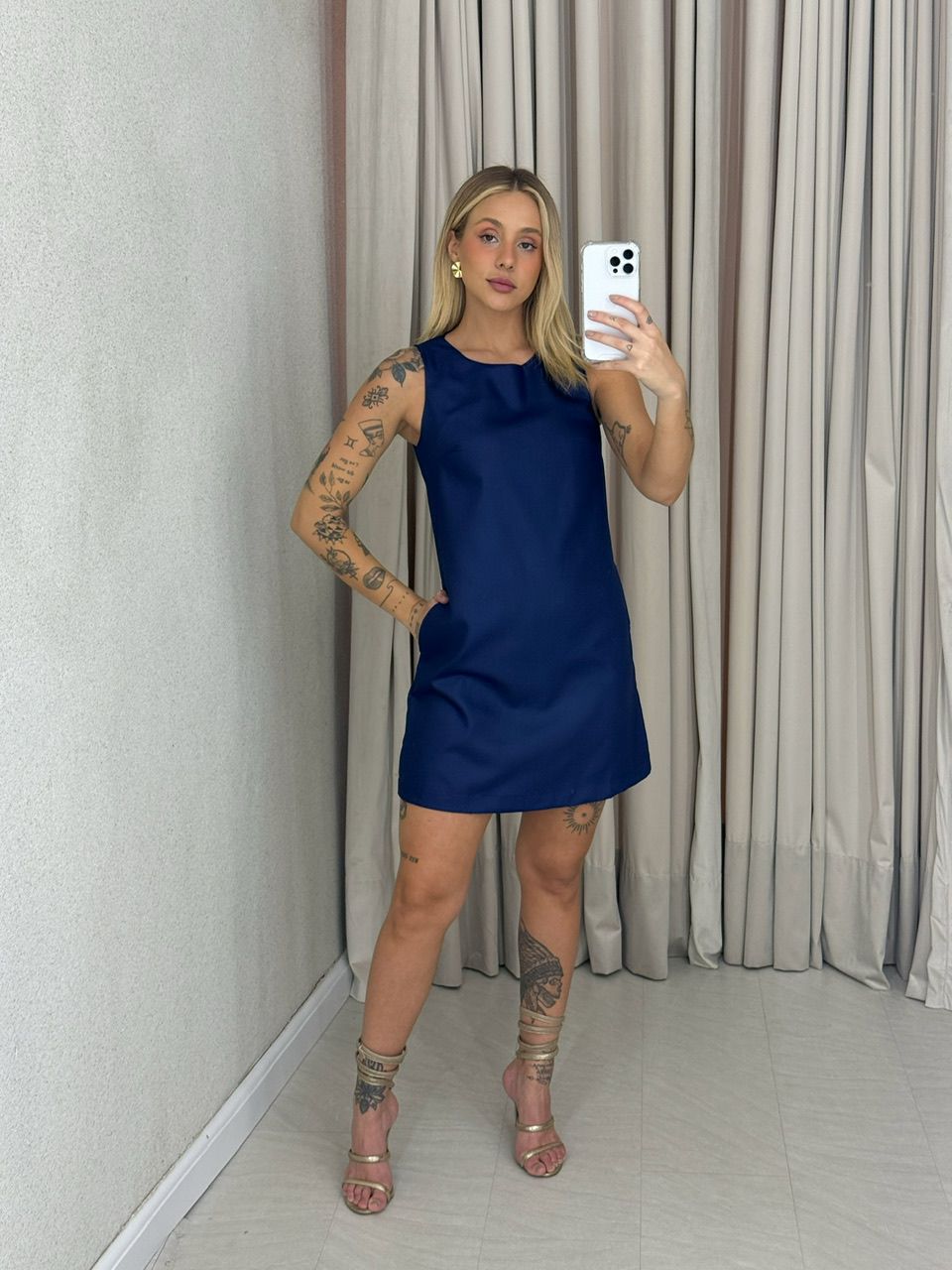 VESTIDO SAMIRA CURTO MARINHO - 0061810055 - CAROLLA FERRARO
