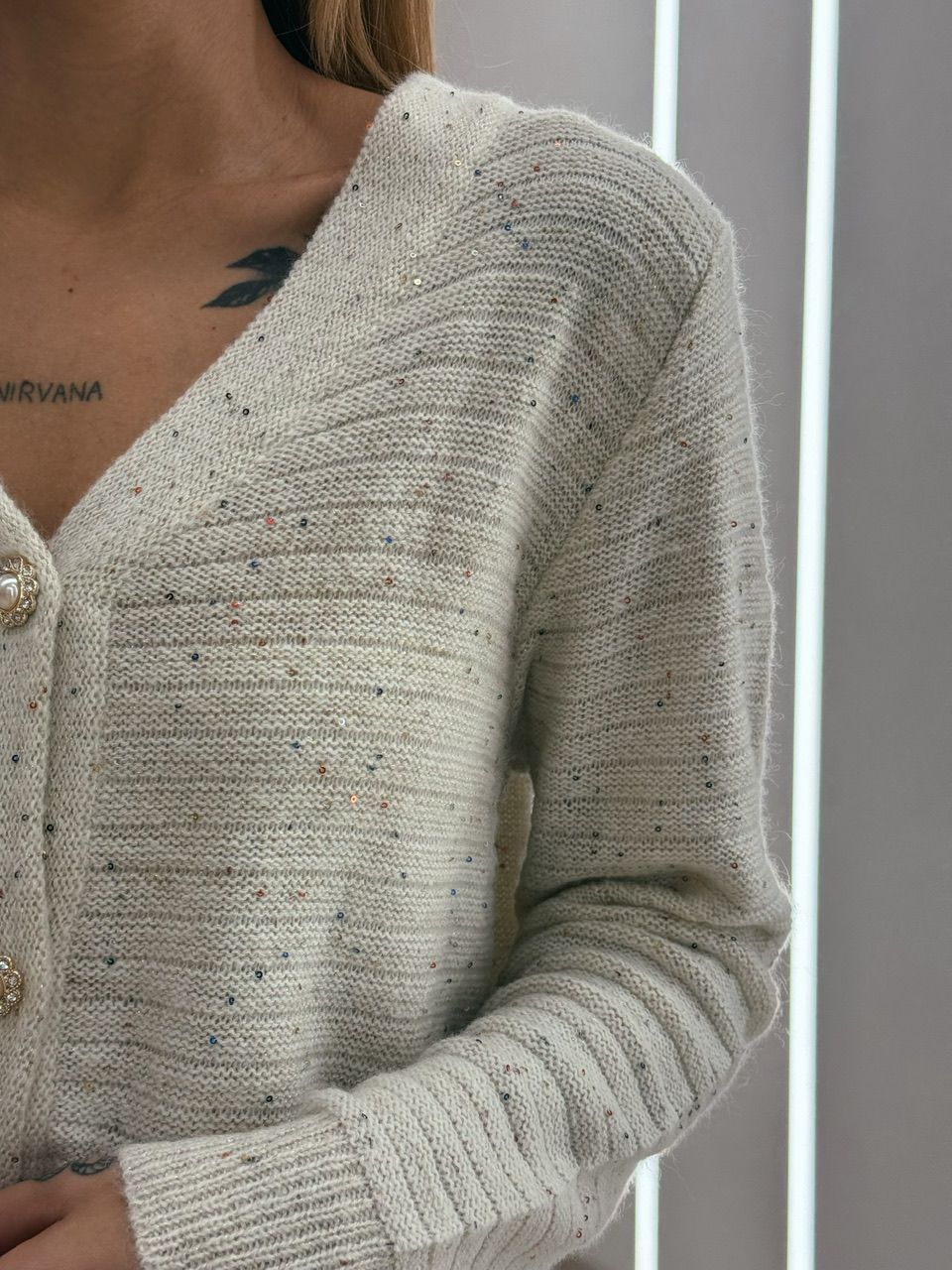 CONJUNTO TRICOT MINI PAETÊ OFF