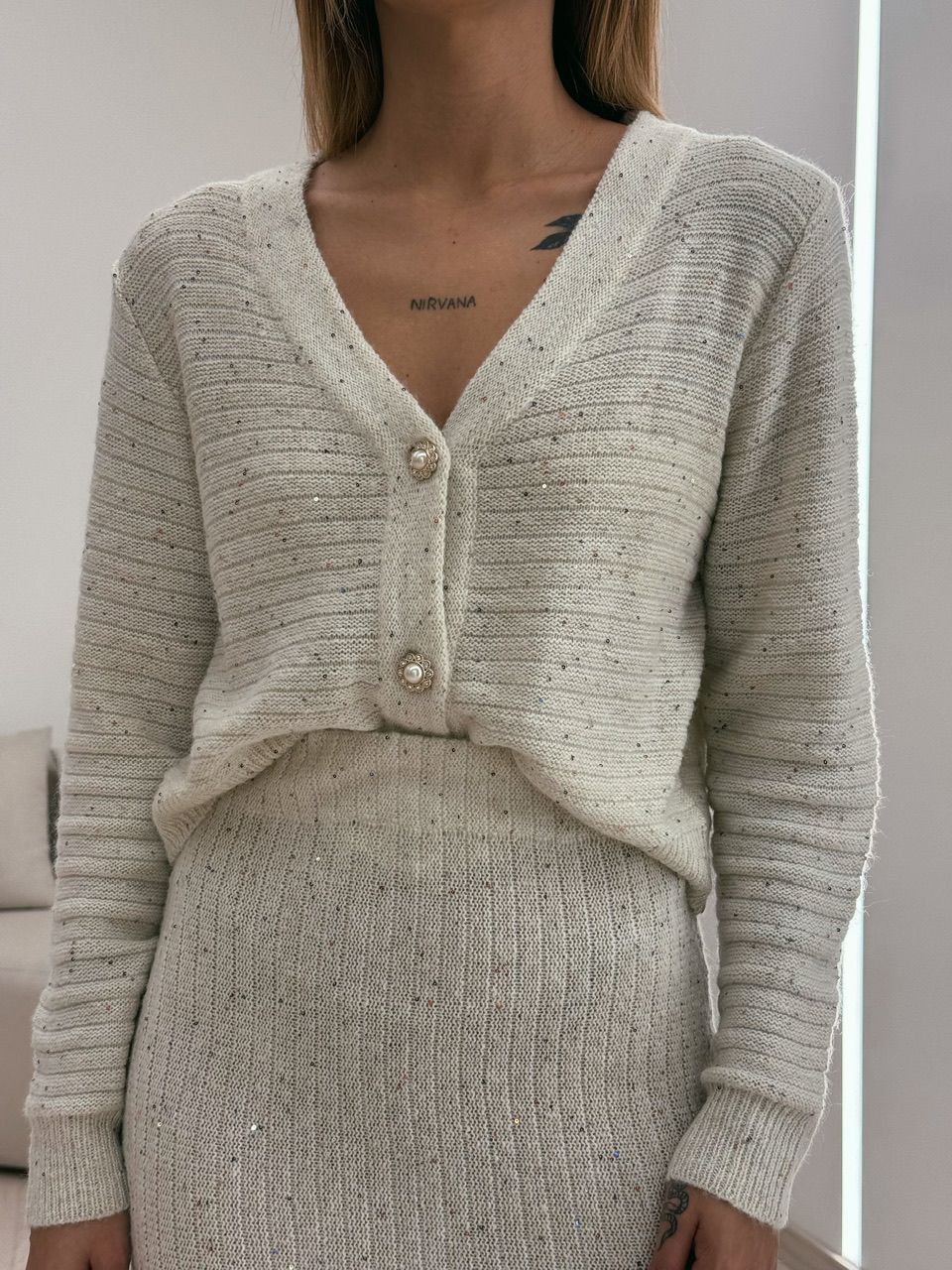 CONJUNTO TRICOT MINI PAETÊ OFF