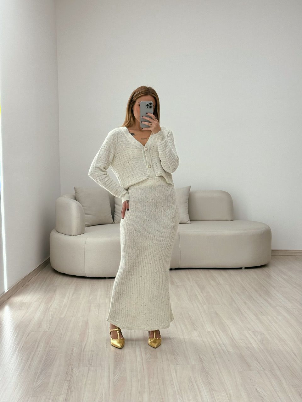 CONJUNTO TRICOT MINI PAETÊ OFF