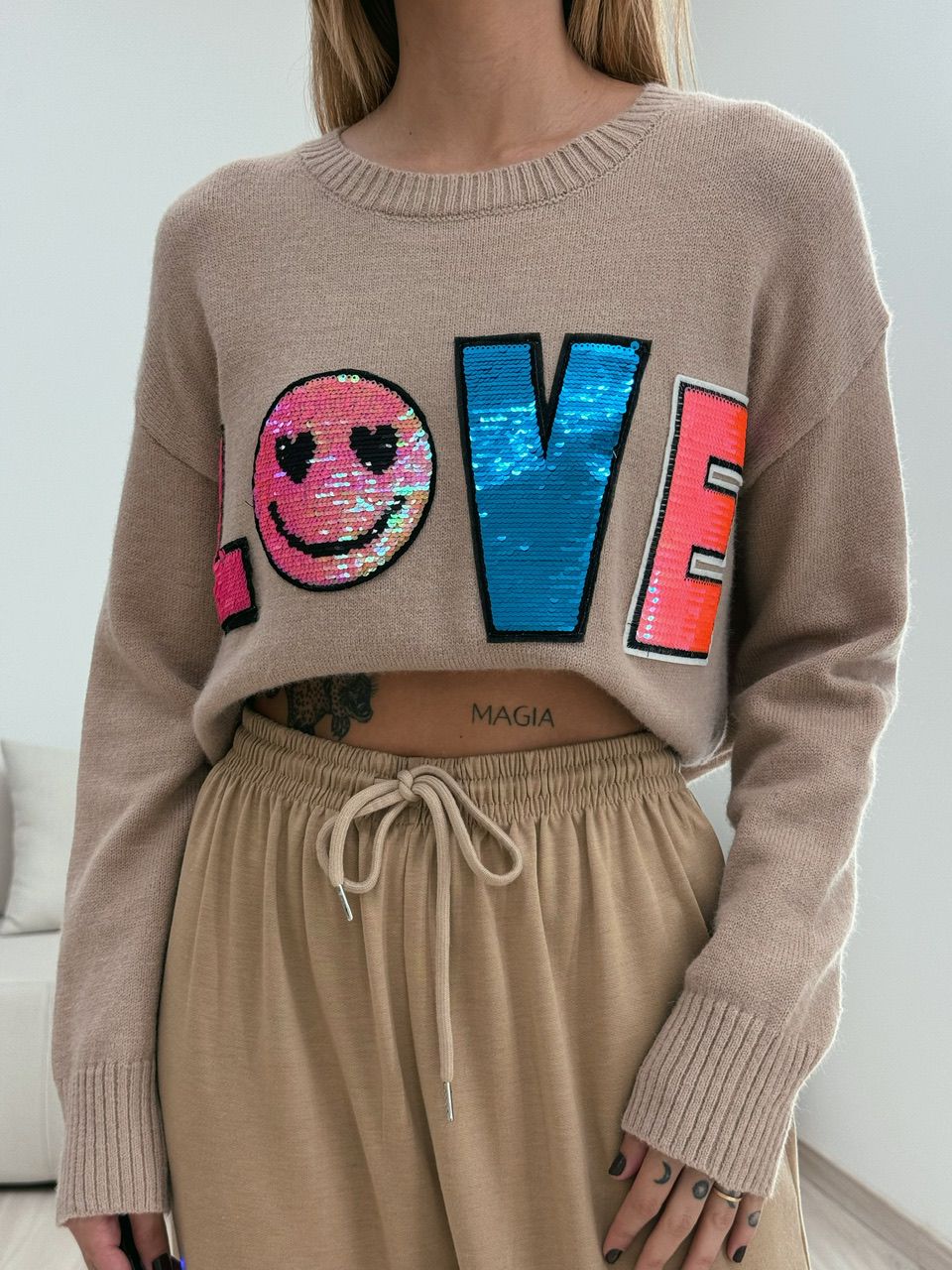 TRICOT LOVE BORDADO NUDE