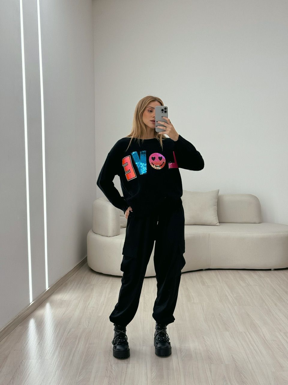 TRICOT LOVE BORDADO PRETO