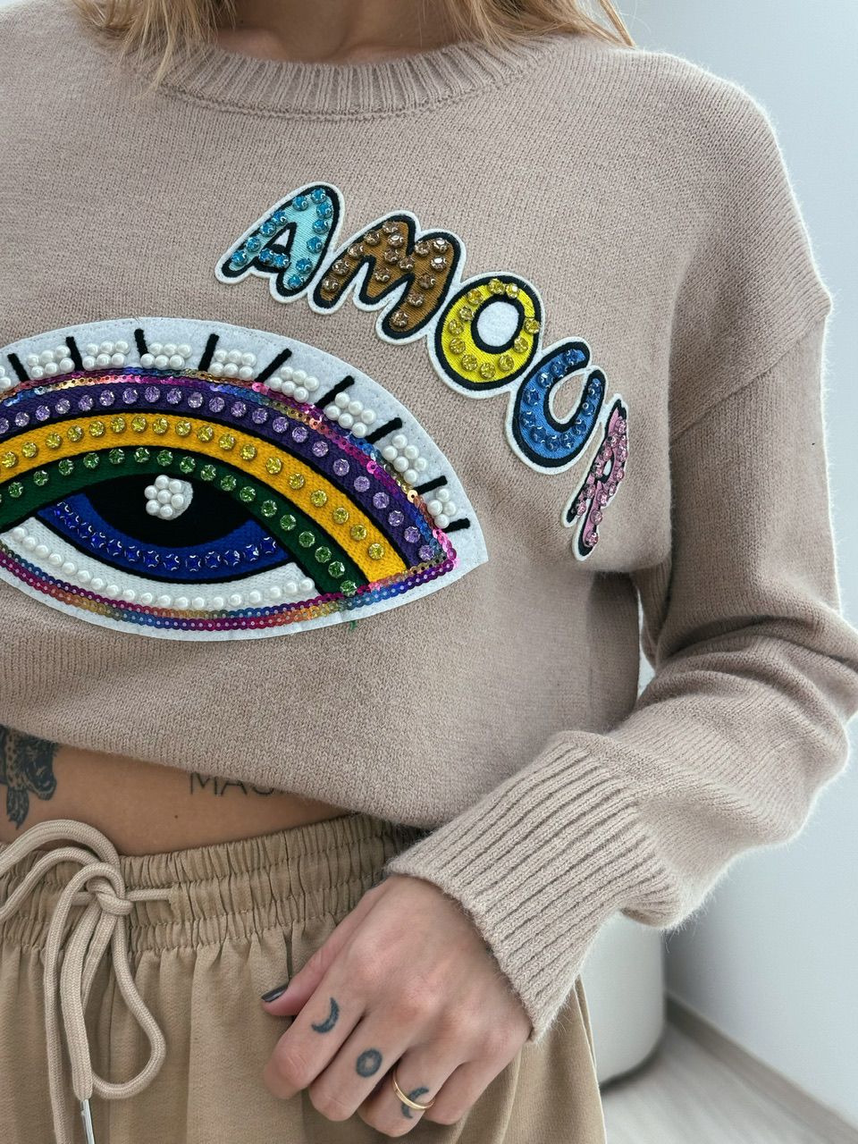 TRICOT OLHO BORDADO NUDE