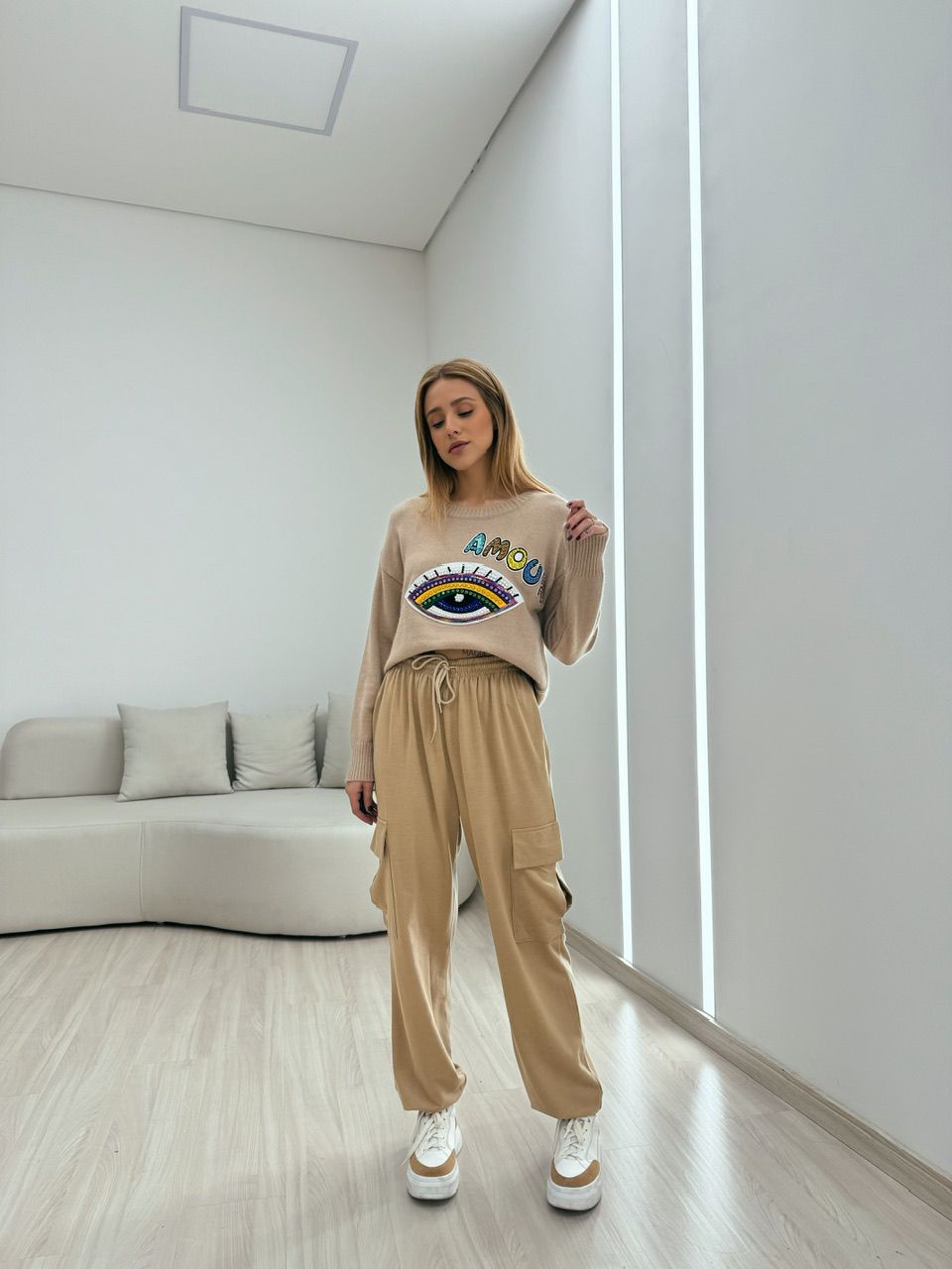 TRICOT OLHO BORDADO NUDE
