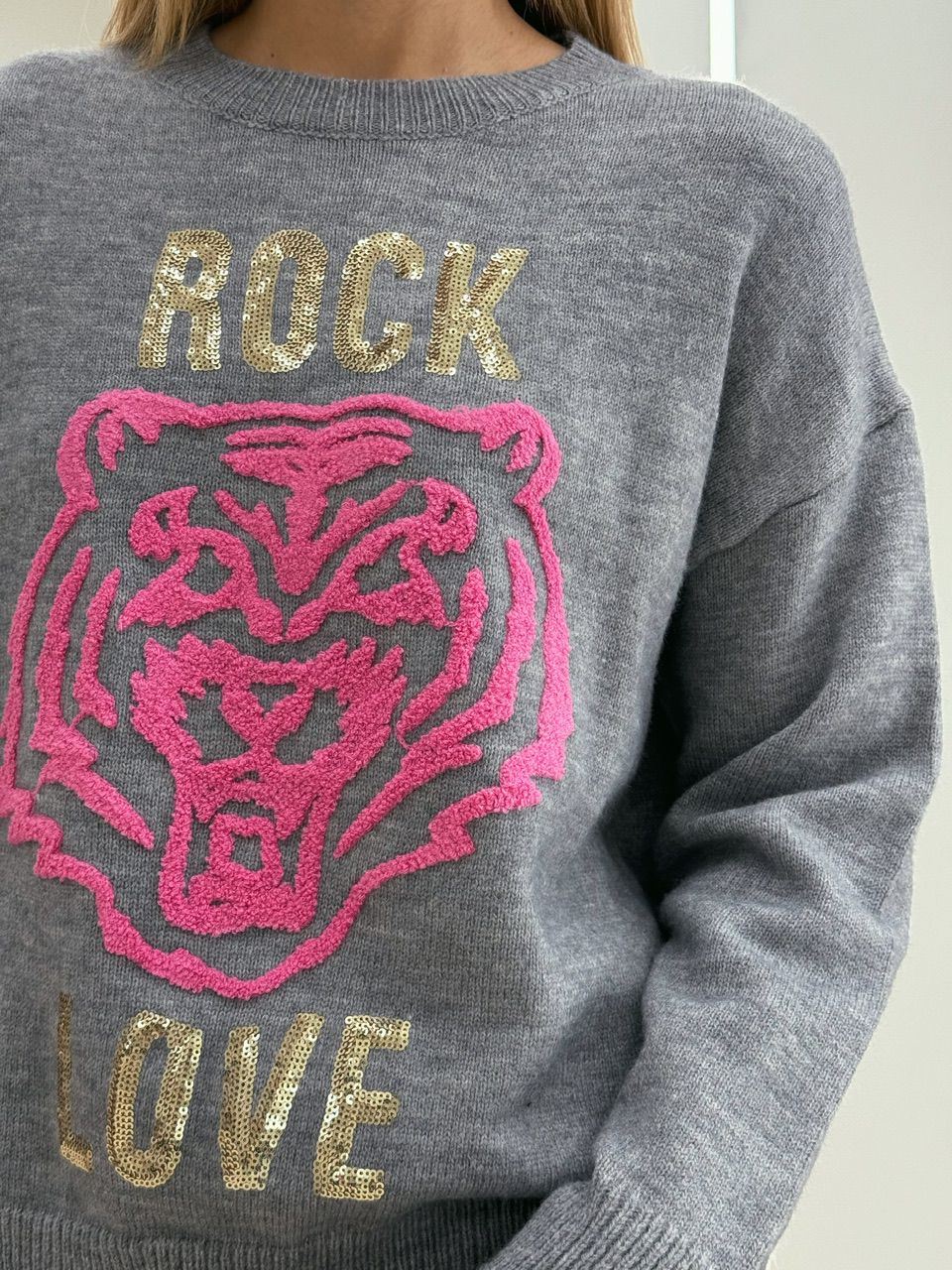 TRICOT TIGRE LOVE CINZA