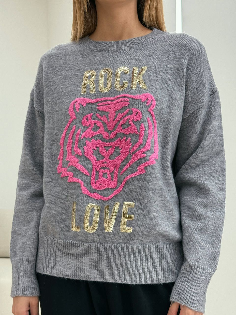 TRICOT TIGRE LOVE CINZA