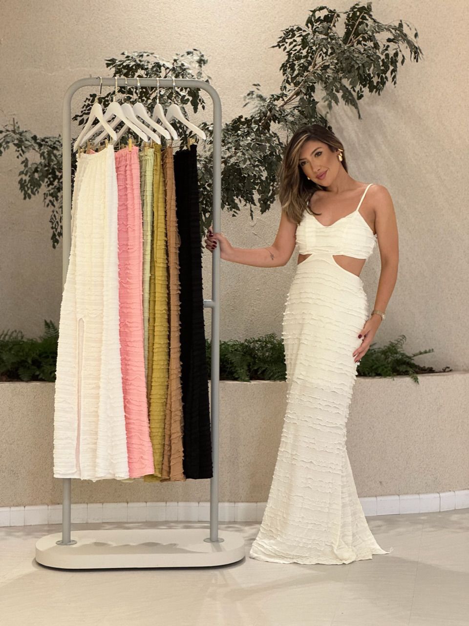 VESTIDO MAYA COSTAS ABERTA MARFIM - 0050310056 - CAROLLA FERRARO