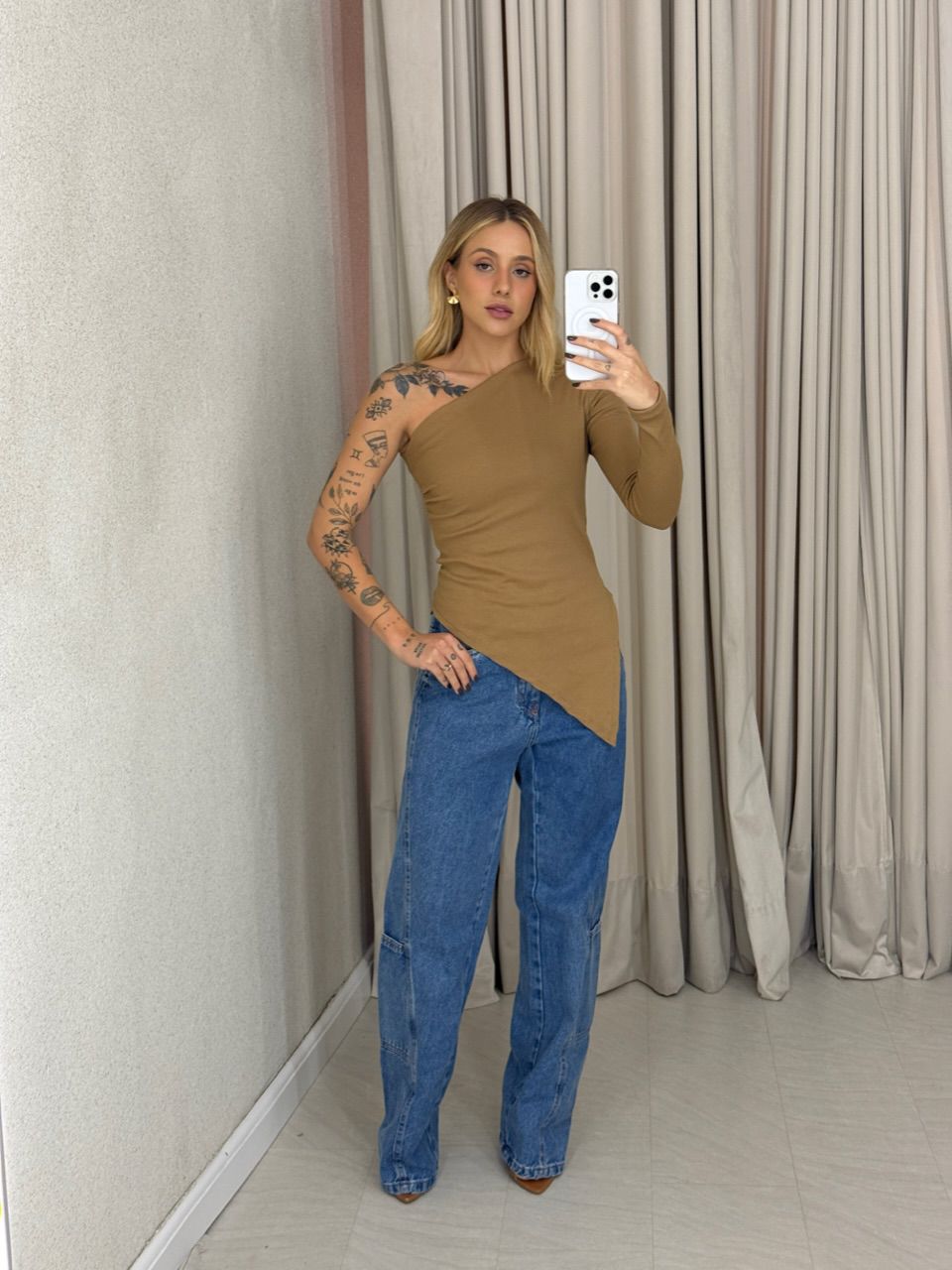 BLUSA MARIA ALICE NULA MANGA NUDE
