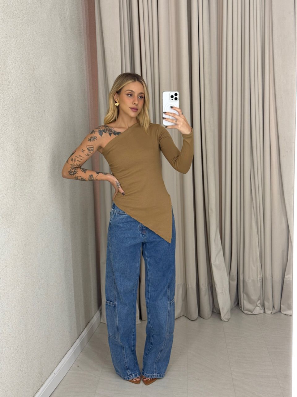 BLUSA MARIA ALICE NULA MANGA NUDE