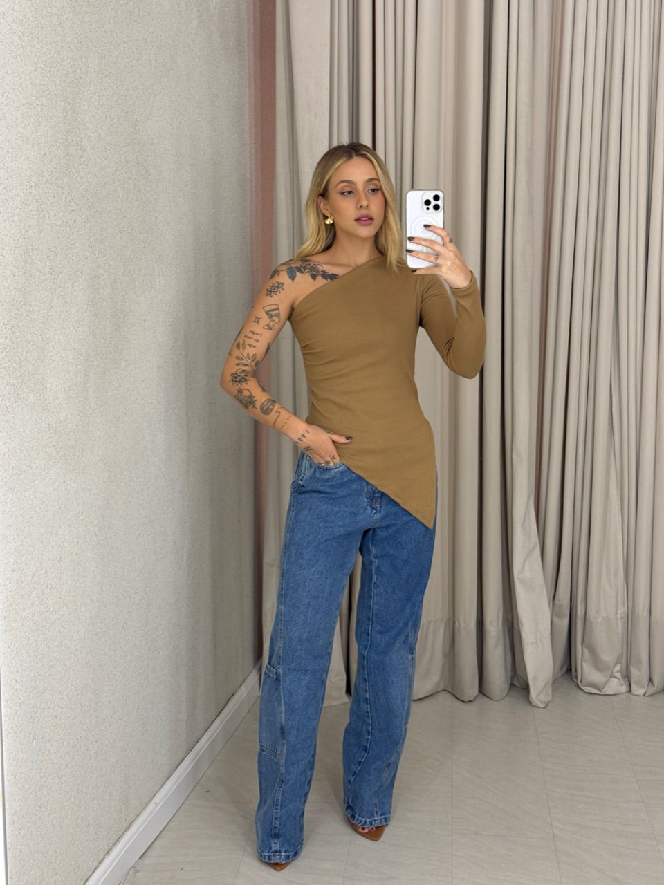 BLUSA MARIA ALICE NULA MANGA NUDE