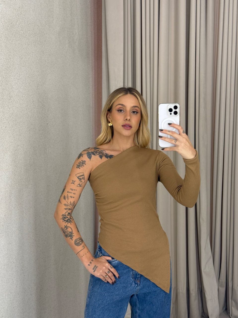 BLUSA MARIA ALICE NULA MANGA NUDE
