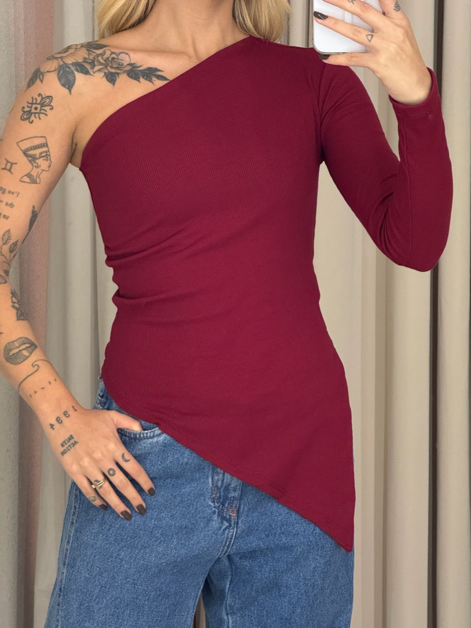 BLUSA MARIA ALICE NULA MANGA VINHO